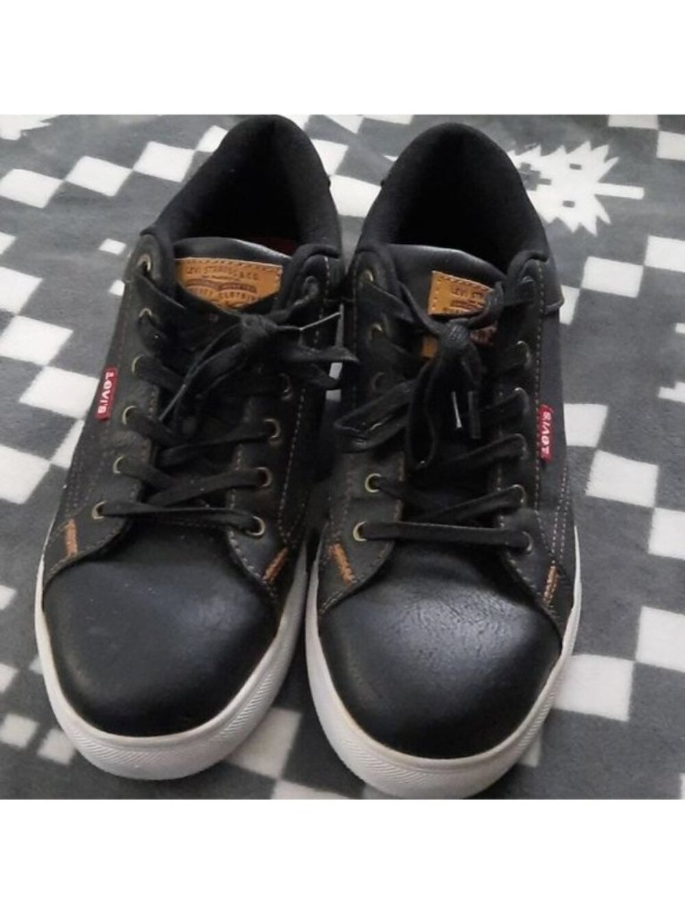 Levi's Jeffrey Los 501 Core Sneaker Black Denim Brown Leather Size 12
